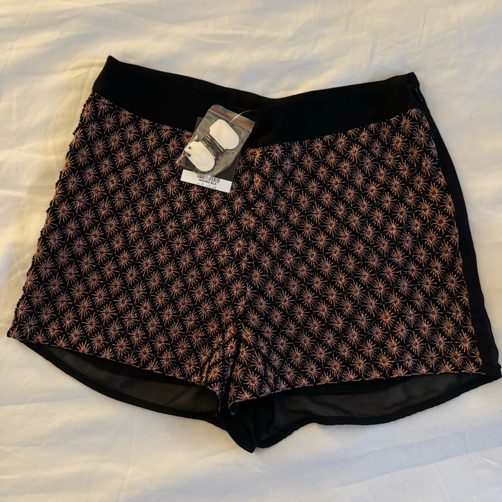 NWT Topshop Embroidered Beaded High Waist Shorts